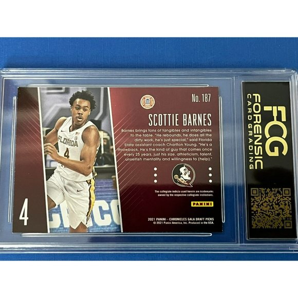 Scottie Barnes RC 2021 Chronicles Draft Picks Gala Rookies Holo #187 Graded 9.5 - Picture 8 of 8